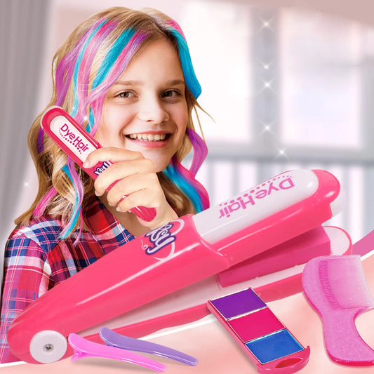 Children's Simulated Hair Dyeing Stick Set DIY Hair and Makeup Tools Girl's House Hair Accessories and Makeup Toy Gifts