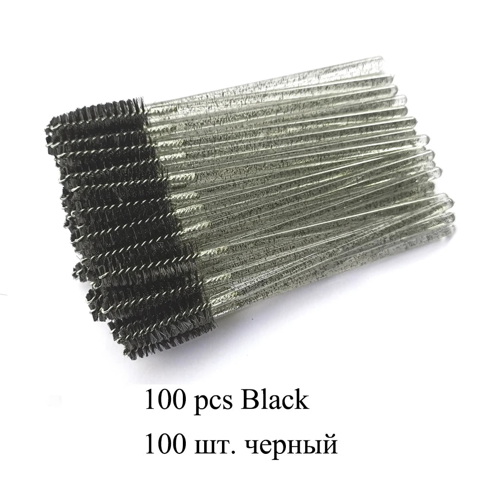 100Pcs Crystal Eyelash Brush Disposable Mascara Wands Eyelash Extension Microbrush Eyebrow Applicator Makeup Brush