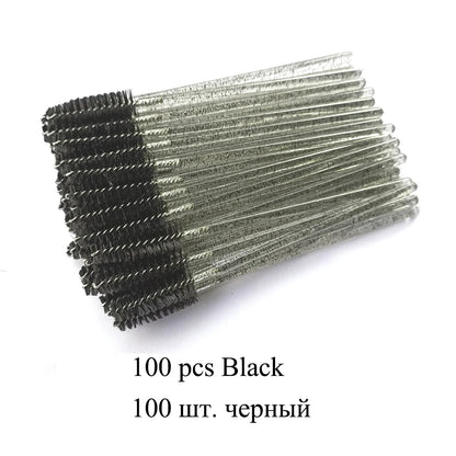 100Pcs Crystal Eyelash Brush Disposable Mascara Wands Eyelash Extension Microbrush Eyebrow Applicator Makeup Brush