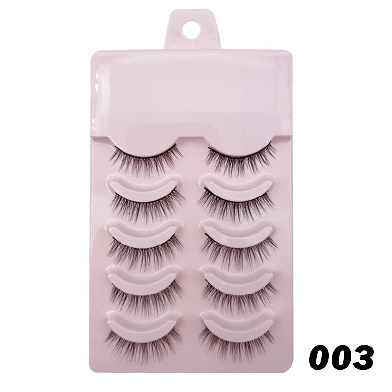 Natural Lashes 5/10 Pairs Eyelashes 3D Mink Lashes Manga Lashes Strip Lashes Band Soft Light False Eyelashes Makeup