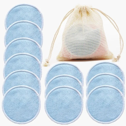 12PC Reusable Cotton Pads Makeup Remover Pads Washable Round Bamboo Make Up Pads Cloth Nursing Pads Skin Care Tool Skin Cleaning