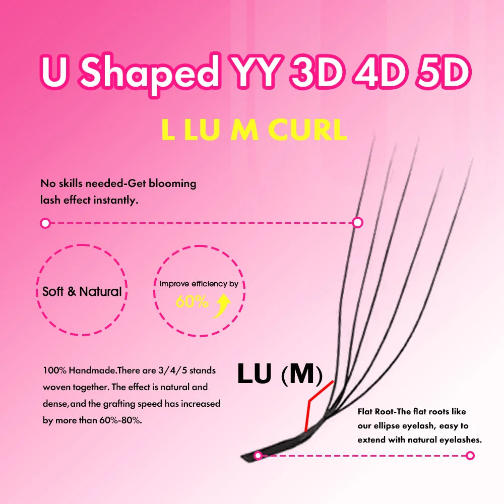 MASSCAKU L LU M Curl U Shaped Lashes 3D 4D 5D Super Soft Light Natural Eyelash Extensions High Quality Parallel Makeup Supplies