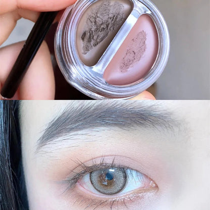 Two-Tone Matte Eyebrow Cream With Brush for Eyeliner & Eye Brow Waterproof Sweat Proof Wild Eyebrow Gel 3D Natural Tint Makeup