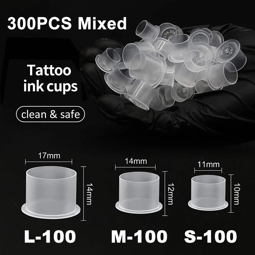 300/100pcs Tattoo Ink Cups Caps Disposable Microblading Tattoo Permanent Makeup Pigment Holder Container Caps Tattoo Accessories