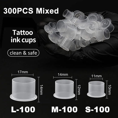300/100pcs Tattoo Ink Cups Caps Disposable Microblading Tattoo Permanent Makeup Pigment Holder Container Caps Tattoo Accessories