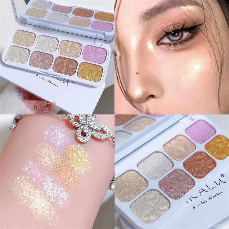 9-Color Glitter Eyeshadow Palette Pink Pearly Eyeshadow Palette Korean Charming Eye Makeup Palette Shiny Eye Shadow Eye Pigments