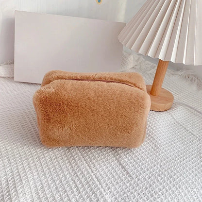 Leopard Fur Makeup Bags for Women Soft Travel Cosmetic Bag Organizer Case Lady Girls Make Up Case Necessaries Handbags Case
