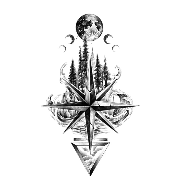 Tattoo Stickers Totem Black Color Flash Temporary Waterproof Party Fake Makeup Neck Hand Arm Body Art for Men Women