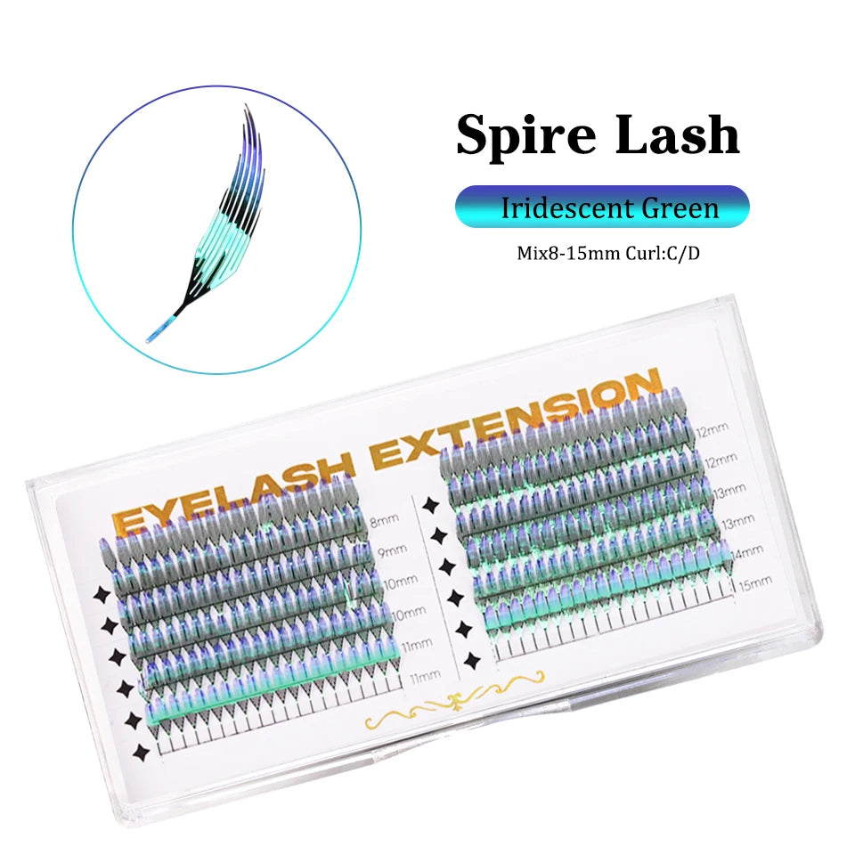 RUJADE New Colorful Shiny Manga Comic Spire Lashes Tinsel Anime Eyelash Extension Premade Fans Feather Shape Party Makeup Lashes