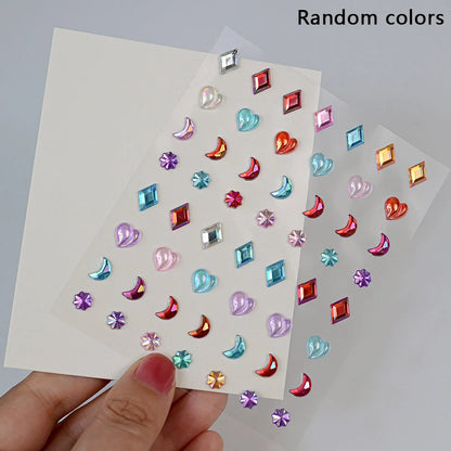 1Sheet 3D Dreamy Shell Pearl Gems Face Stickers Sparkling Mermaid Diamond Temporary Tattoos DIY Body Art Stage Makeup Rhinestone