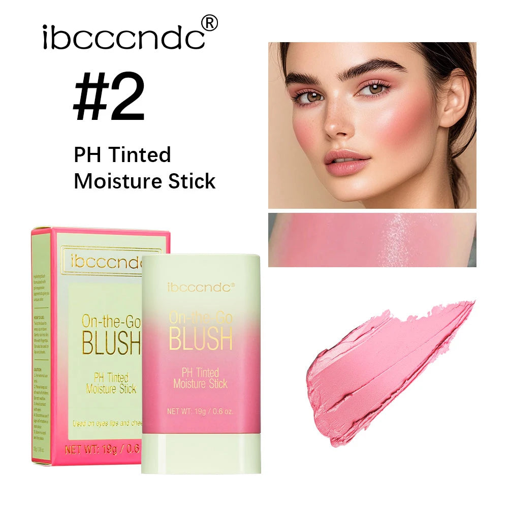 PH Tinted Moisture Stick Blush Stick Natural Cheek Face Rouge Blusher Lasting High Color Rendering Brightening Skin Waterproof