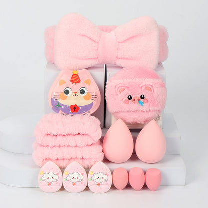 Embroidered Powder Puff Headband 13-Piece Set, Suitable for Applying and Setting Makeup, Suitable for All Skin Types