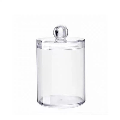 Acrylic Storage Box Bathroom Jar Makeup Organizer Cotton Round Pad Holder Cotton Swab Box Qtip Holder Dispenser with Bamboo Lid