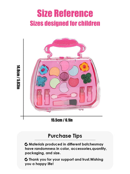Kids Beauty Makeup Kit for Girls,Little Handbag Make-up Toys Princess Washable Pretend Play Cosmetic Set Toys birthday gifts