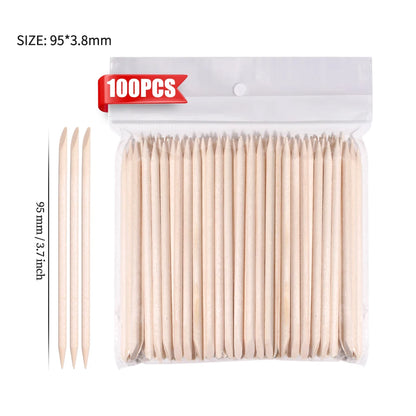 LINMANDA 100 Nail Clippers Orange Wood Nail Clippers Double-Sided Multi-Functional Cuticle Pusher Manicure and Pedicure Tools