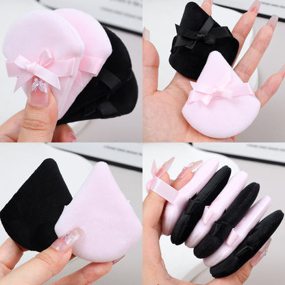 20pcs Makeup Puffs Short Fluff Bow Triangle Powder Puff Lightweight Crystal Velvet Face Eye Contouring Shadow Seal Cosmetic Puff