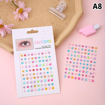 Makeup Diamond Eyes Face Festival DIY Body Crystal Gems Tattoo Adhesive Rhinestone Nail Art Decoration Acrylic Eyeshadow Sticker