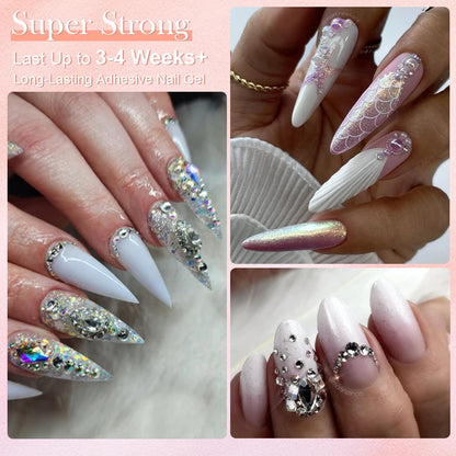 BORN PRETTY 30ml Rhinestones Glue Nail Gel Polish For Manicure Transparent Nail Art Sticky Gel Strong Jewelry Decorations