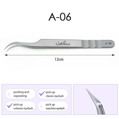 NATUHANA Professional Eyelash Extension Tweezers, High Precision Anti-Static Stainless Steel Lash Tools for Volume & Isolation