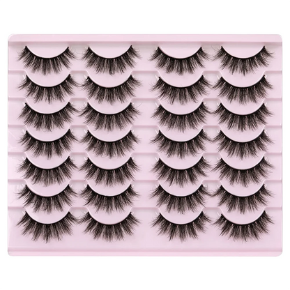 14 Pairs 3D Mink Lashes Faux Mink Fluffy Lash Soft Full Thick Wispy Eyelash Dramatic False Eyelashes Makeup