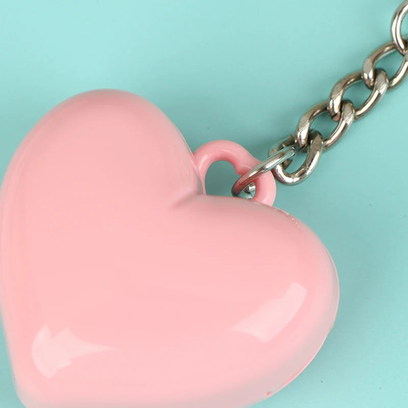 1Pcs Heart Shape Blush Empty Compact with Mirror, Keychain DIY Refillable Powder Case for Makeup