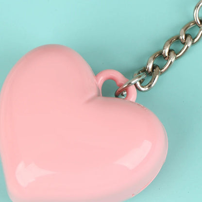 1Pcs Heart Shape Blush Empty Compact with Mirror, Keychain DIY Refillable Powder Case for Makeup