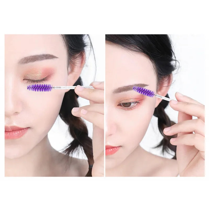50Crystal Eyelash Comb with Holder Disposable Eyelash Extension Brush Mascara Applicator Professional Makeup Tool Set