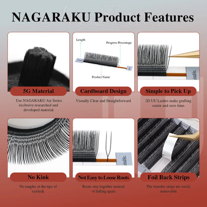 NAGARAKU U Shape YY 2D UU Soft Light Natural Eyelash Extensions Parallel Makeup Supplies