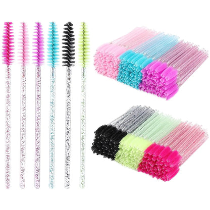 100Pcs Crystal Eyelash Brush Disposable Mascara Wands Eyelash Extension Microbrush Eyebrow Applicator Makeup Brush