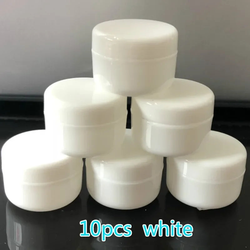 10pcs/set 10g Refillable Bottles Plastic Empty Makeup Jar Pot Travel Face Cream Lotion Cosmetic Container 5 Colors Bead Storage