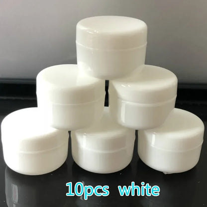 10pcs/set 10g Refillable Bottles Plastic Empty Makeup Jar Pot Travel Face Cream Lotion Cosmetic Container 5 Colors Bead Storage