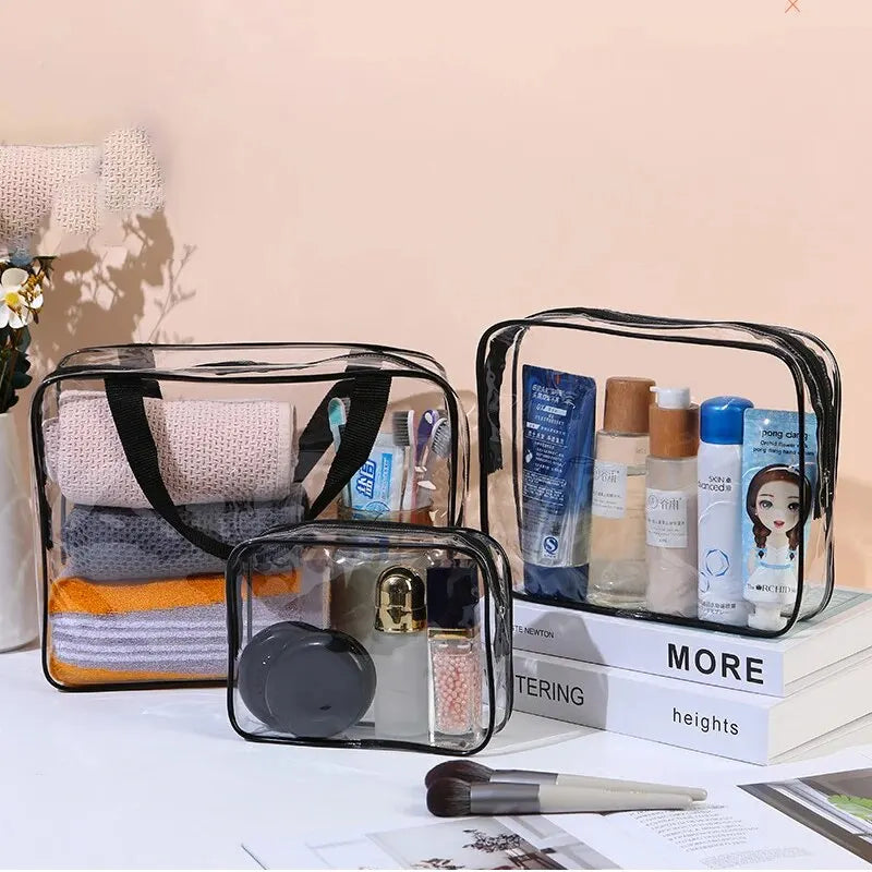 1/3Pcs Set Transparent Toiletry Bags Large Capacity Bag Travel Organizer Storage Pouch Makeup Cosmetics Bag Multifunction