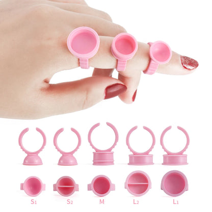 GLAMLASH 100Pcs/Bag Disposable Eyelash Extension Glue Ring Cup Tattoo Pigment Holder Container Lash Tools