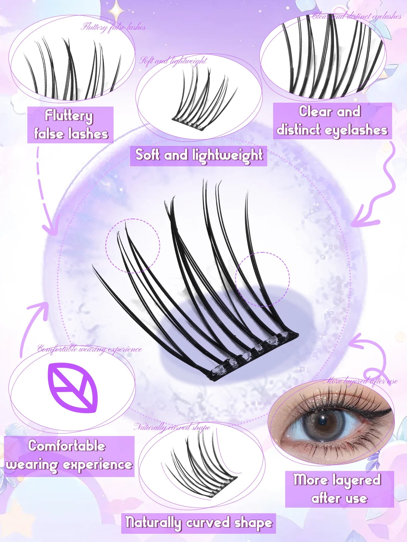 60-Piece Glue-Free Self-Adhesive False Eyelashes, perfect for DIY projects and festive celebrations.