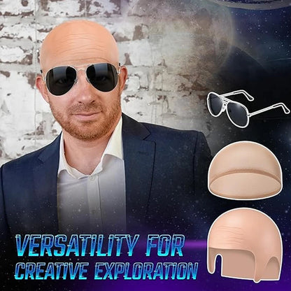 4 Pcs Bald Caps Set Makeup Bald Head Wig Caps Cosplay Costume Accessories for Men Women Party Supplies