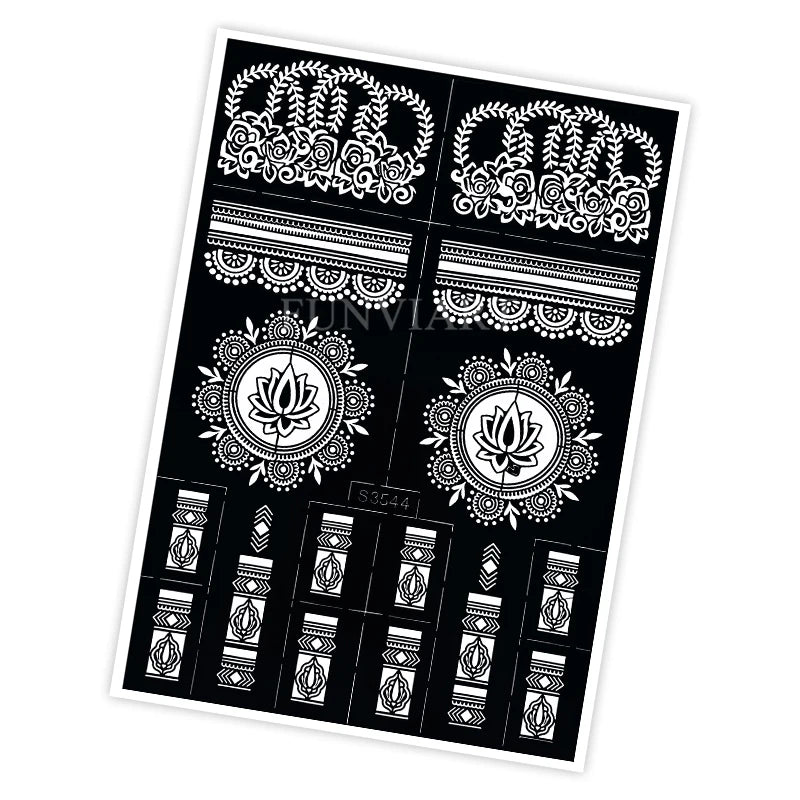 Reusable Henna Stencil for Hand Body Painting Flower Henna Tattoo Template for Women Wedding Festival Body Makeup Tattoo Tools