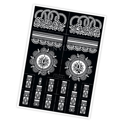 Reusable Henna Stencil for Hand Body Painting Flower Henna Tattoo Template for Women Wedding Festival Body Makeup Tattoo Tools
