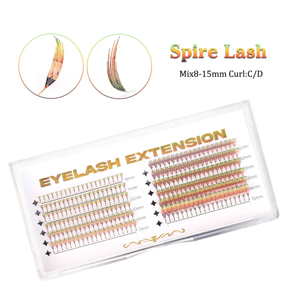 RUJADE New Colorful Shiny Manga Comic Spire Lashes Tinsel Anime Eyelash Extension Premade Fans Feather Shape Party Makeup Lashes
