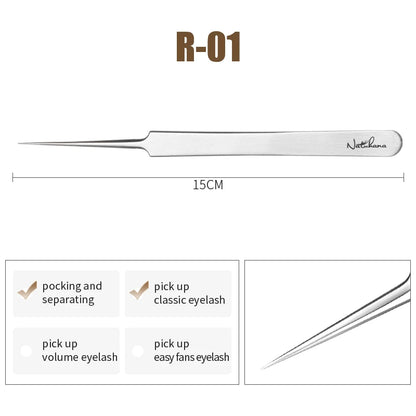 NATUHANA Professional Eyelash Extension Tweezers, High Precision Anti-Static Stainless Steel Lash Tools for Volume & Isolation