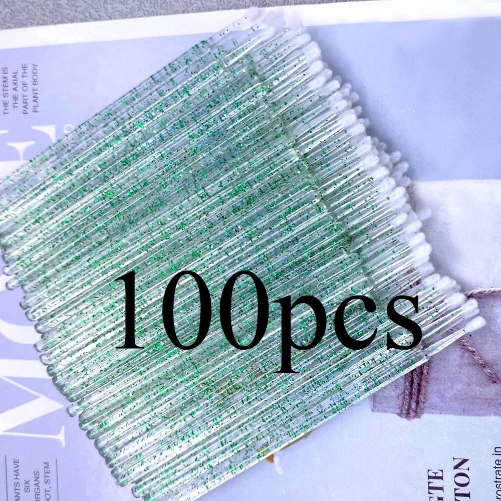 100pcs Micro Brush Crystal Lash Removing Swab Microbrush Mascara Wands Applicator Eyelash Extension Makeup brushes Tools