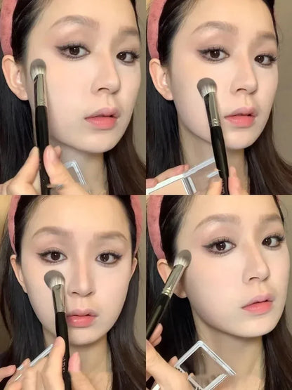1/2Pcs Peach Heart Blusher Brush - Small Flat Precise for Powder/Cream/Liquid Blush, Makeup Tool