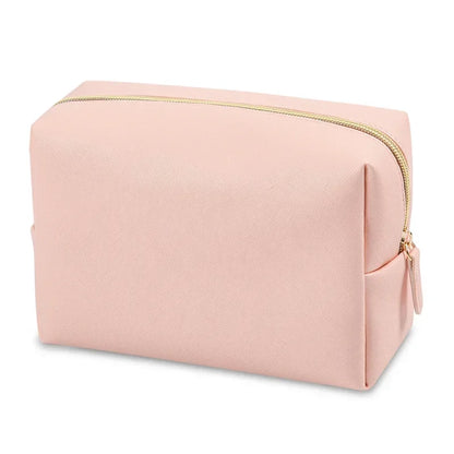 Women Cosmetic Bag Waterproof PU Leather Solid Color Makeup Pouch Travel Portable Wash Toiletry Storage Bag Organizer Purse 2023