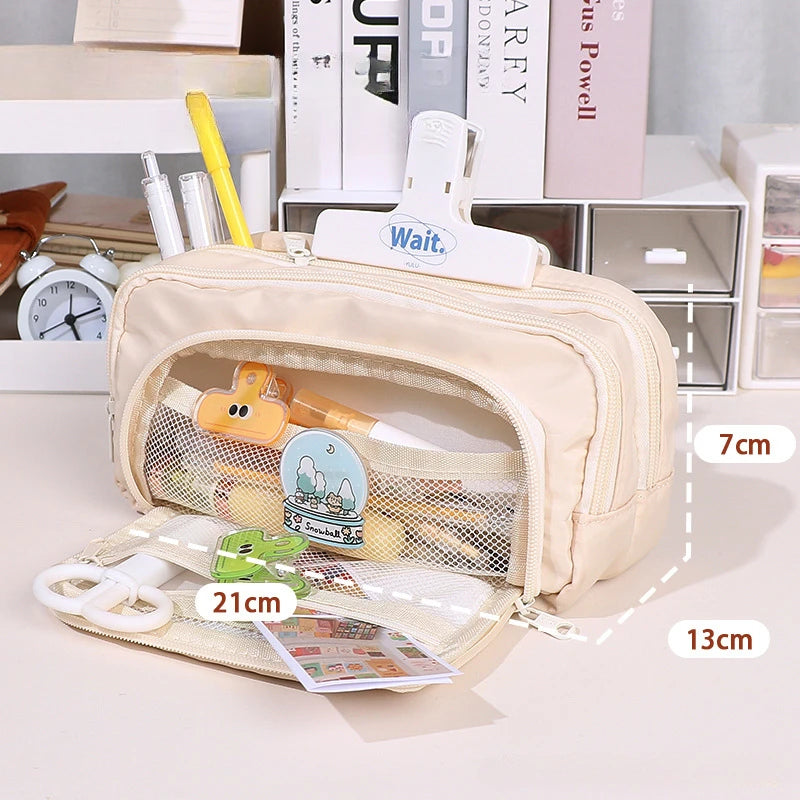 Large Capacity Minimalist Storage Bag Student Pencil Case Makeup Bag Storing Stationery Makeup Tools Digital Accessories