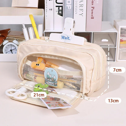 Large Capacity Minimalist Storage Bag Student Pencil Case Makeup Bag Storing Stationery Makeup Tools Digital Accessories