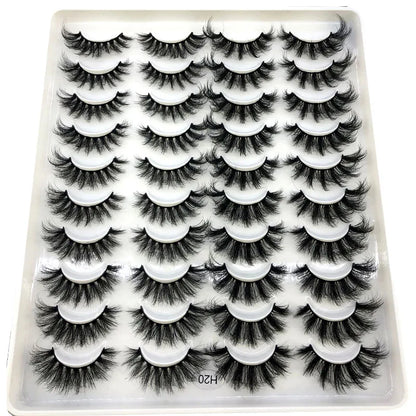 20 Pairs 3D Faux Mink Lashes Natural False Eyelashes Dramatic Fluffy Soft Wispy Volume Cross Reusable Eyelash MaKeup Tools