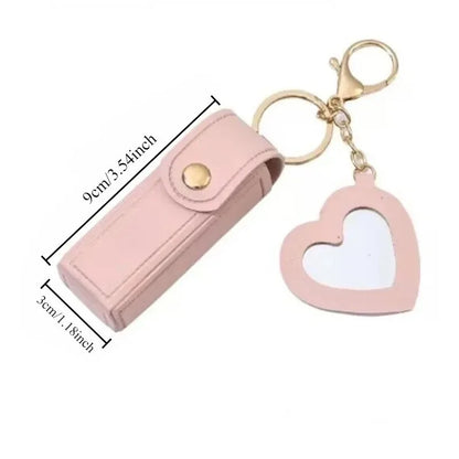 Portable Lipstick Mouth Red Envelope Gift Coin Purse Keychain Lipstick Mini Storage Bag Change Fashion Storage Box with Mirror