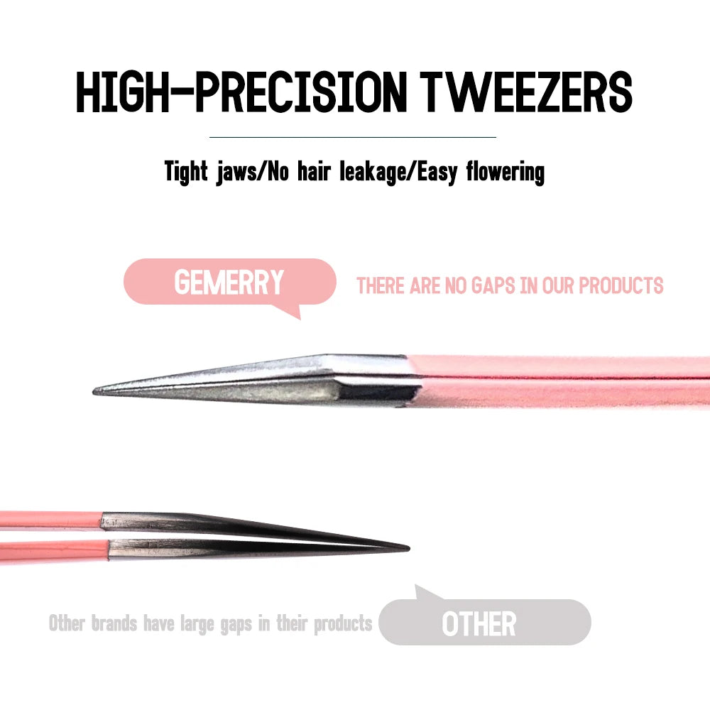 Eyelash Tweezers Pink Strawberry Stainless Steel Superhard Tweezers For Lash Extension High Precision Anti-Static Makeup Tweezer