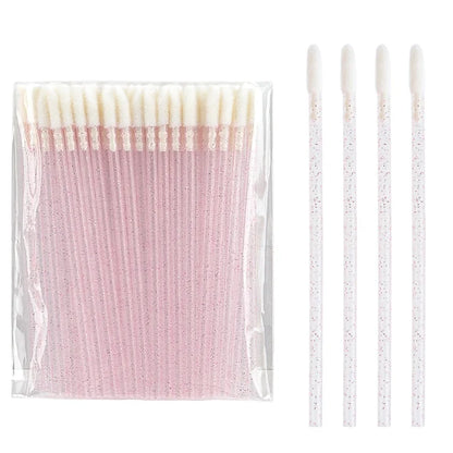 50Pcs Disposable Crystal Lip Brush Lipstick Gloss Wands Eyelash Makeup Micro Brushes Lash Extension Clean Applicator Makeup Tool