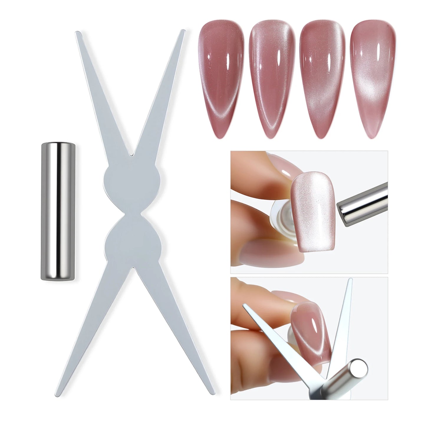 1/2/3/6 Pc Cat Eye Nail Magnet Set with Flexible Iron Wire For Creating Heart & Ingot Shapes On Nails Nail Art Accessories Tools