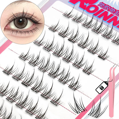 GROINNEYA Self Adhesive DIY Lash Extension Kit Lash Clusters No Glue Needed DIY Lash Extension Pre Glued Cluster Lashes